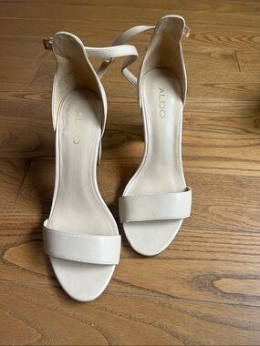 ALDO Cream Open-Toe Ankle-Strap Heels